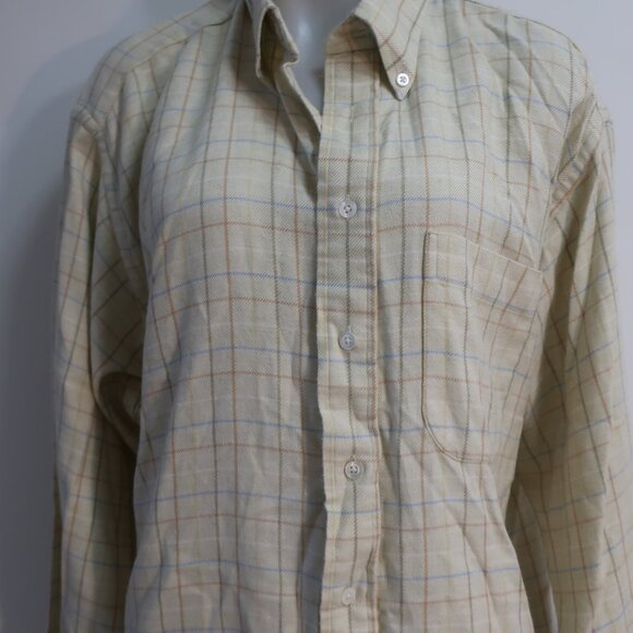 Mens Peter Elliot Beige, Multi Color Plaid Button Down Shirt XL - Picture 4 of 8
